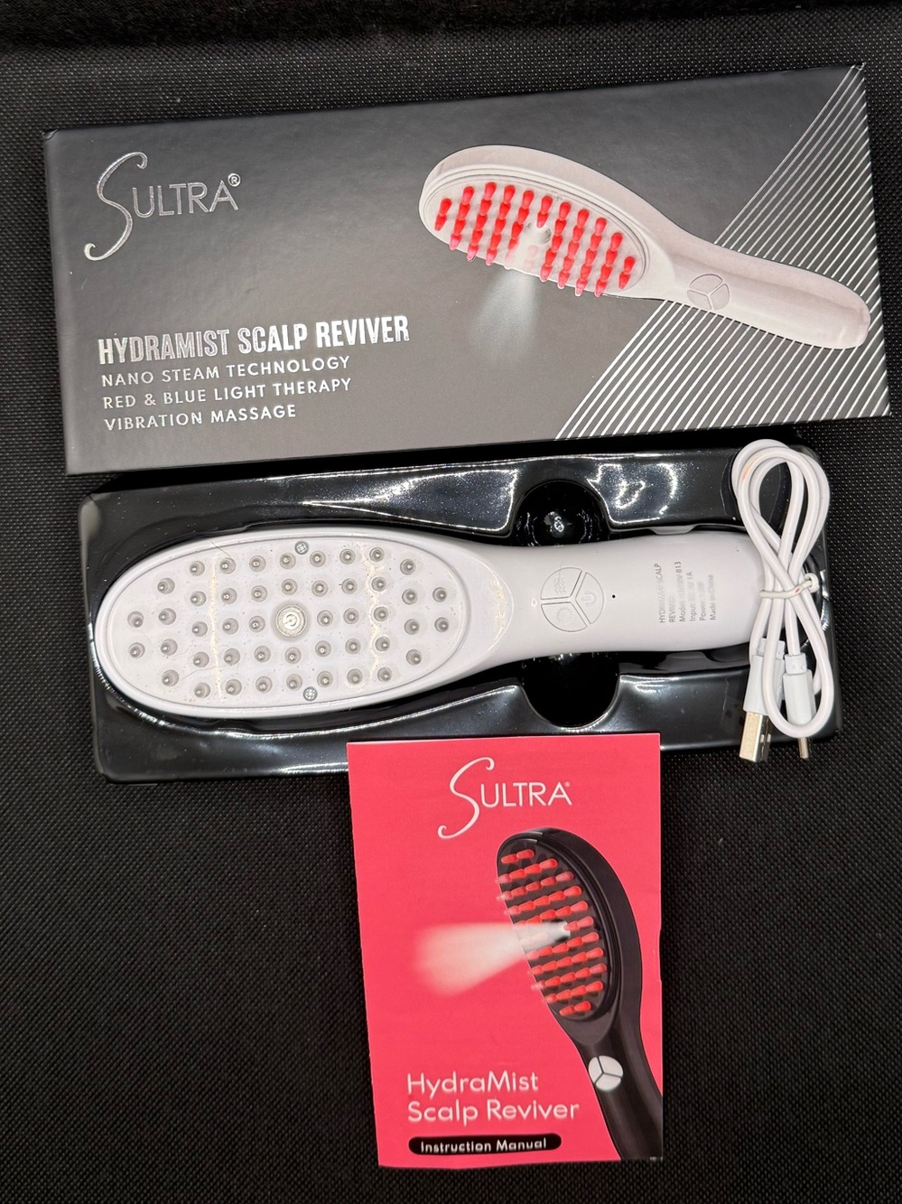 SULTRA Preview (Coming Soon) HydraMist Scalp Reviver Hair Brush - White